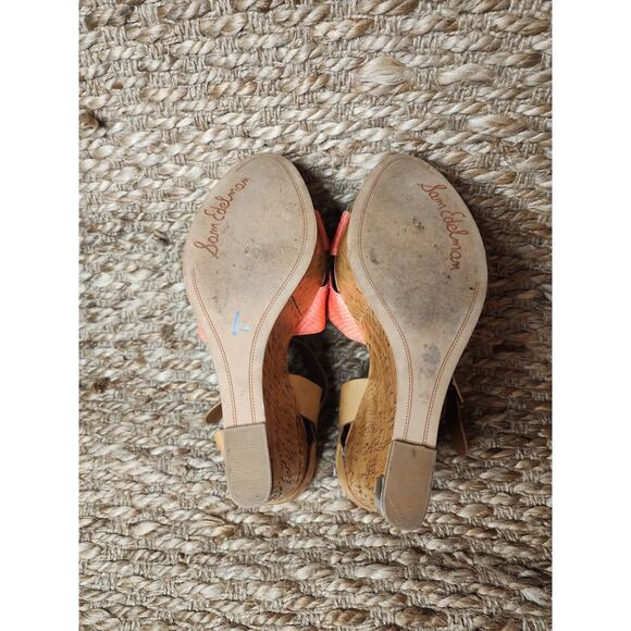 Sam Edelman Women's Pink Snake Skin Cork High Wedge Sandals Shoes Size 10M - Picture 10 of 12